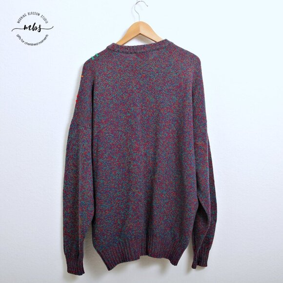 Scott Officer 100% Pure Wool Crew Neck Plaid Sweater Multciolors Men L - Picture 3 of 11